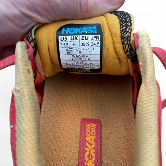 HOKA ONE ONE Mach 4 Women’s Running Training Sneakers Red Fiesta Size 7.5B - Picture 8 of 8